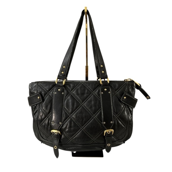 Marc Jacobs Quilted Leather Satchel Tote Black Gold Hardware Made in Italy - Picture 6 of 17